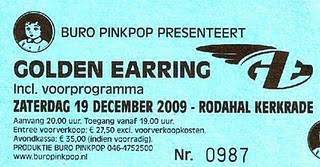 Golden Earring show ticket#987 Kerkrade - Rodahal December 12, 2009
